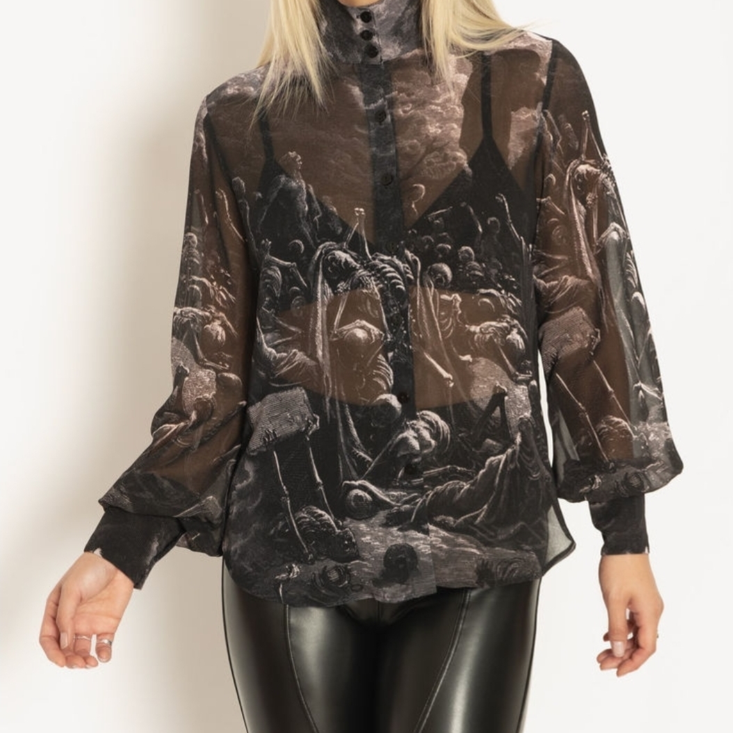 Iso Blackmilk Valley Of Dry Bones Bishop Sleeve Top L